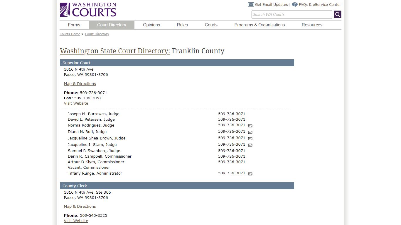 Washington State Courts - Court Directory